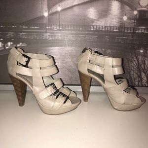 Guess Women’s Beige with Buckles and Wooden Heels
